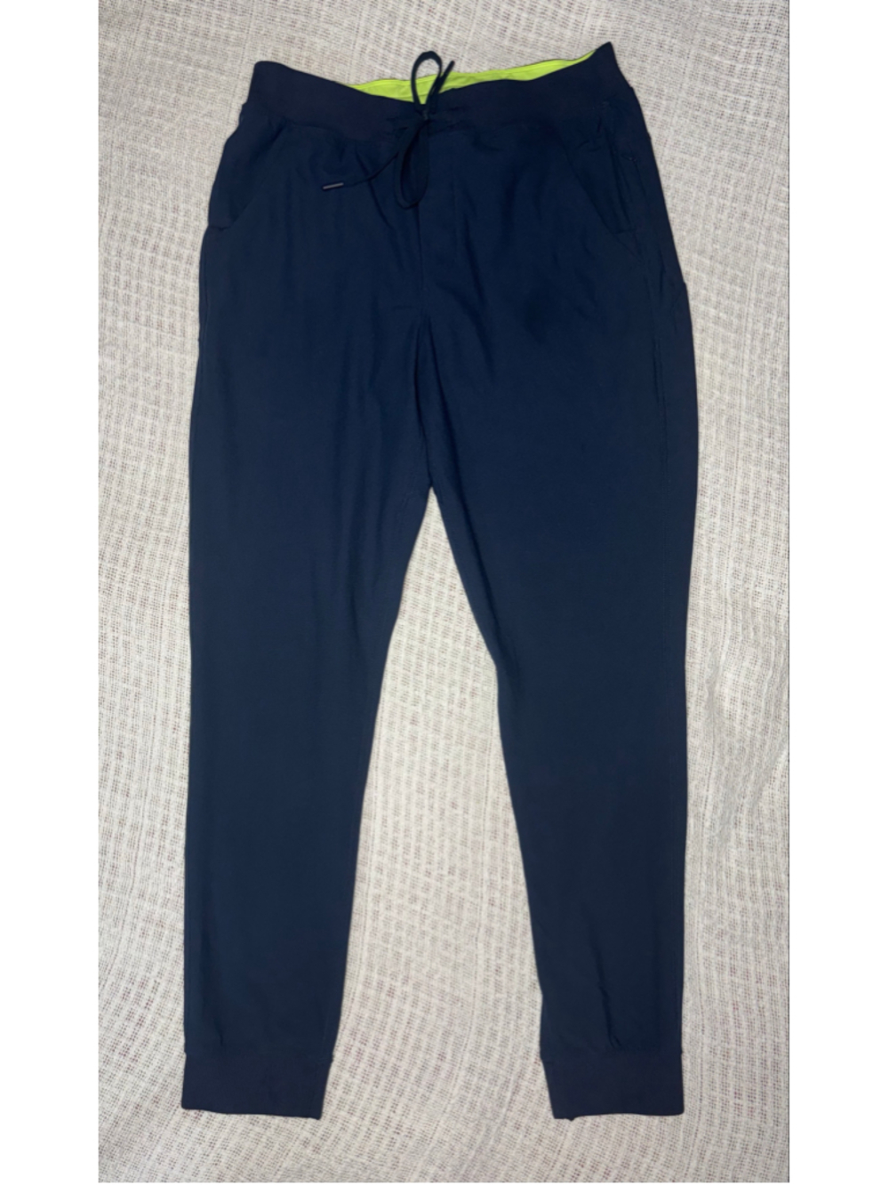 Birddogs Lined Performance Joggers Navy Blue / Neon Green Men's Size L NWOT